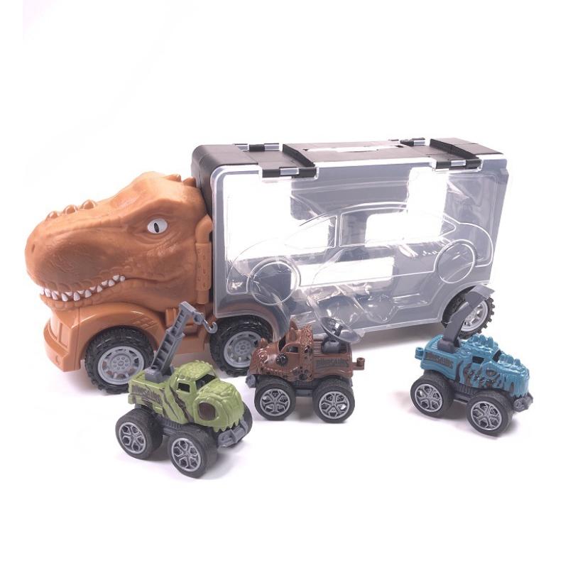 Dinosaur Transport Toy Truck Pull Back Vehicles Dino Container Storage Car Model Lighting Music Boys Children Birthday Gift
