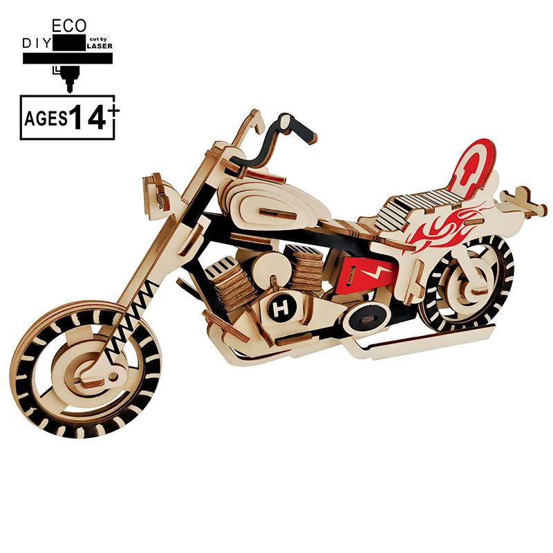 DIY Wooden Car Motorcycle 3D Assembly Model Board Toys Wooden Puzzle Board Car Model Educational Toys Craft Kits Desk Decoration