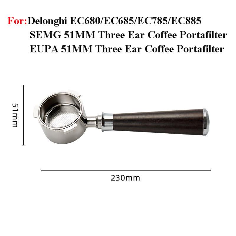 

51мм Портафільтр для Naked Coffee для Delonghi EC680/EC685/EC785/EC885 Ручка для кави з нержавіючої сталі з кошиком на 1/2/4 чашки with 1 2 4 basket