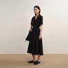 Women's Wool Blend Short Sleeve V-Neck A-Line Dress