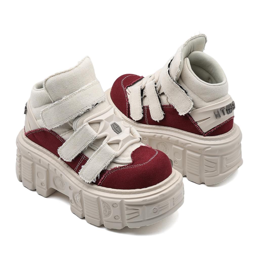Goth Ankel Kängor Dam Sneakers Ny Punkstil Damskor Snörning Klackhöjd Platåskor Dam Metalldekor