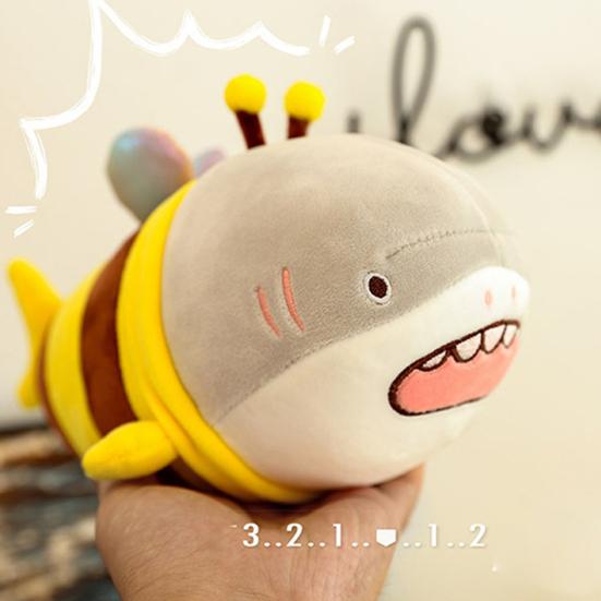 Shark Bee Plush Plushies Doll 2-in-1 Cross-dress Doll Hug Soft Cushion Soothing Pillow Companion Toy Stuffed