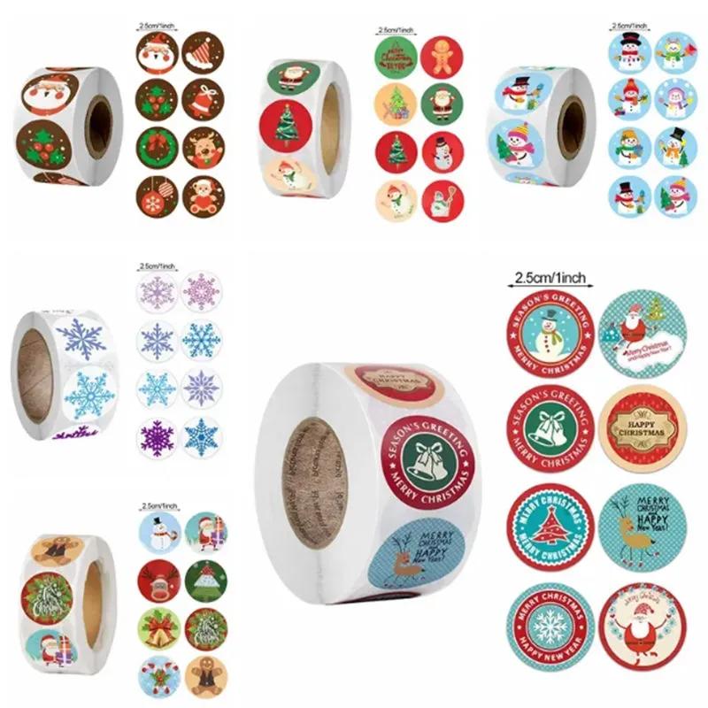 

500 шт. Наклейки-пломбы на рождественскую тематику, наклейки с рождественской елкой, лосем, снежинкой, конфетами, для упаковки пакетов для выпечки, конвертов, подарочных коробок, украшения, Новый год Multi styles