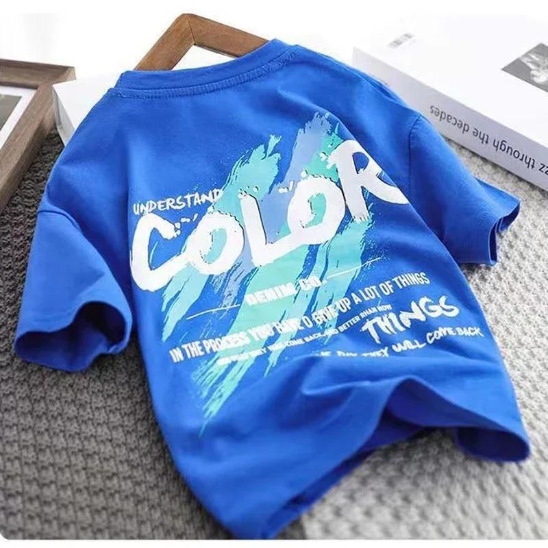 Teen Boys Clothing Set Summer Letter Graffiti Short Sleeve T Shirt Shorts Suit Kids Casual Outfit