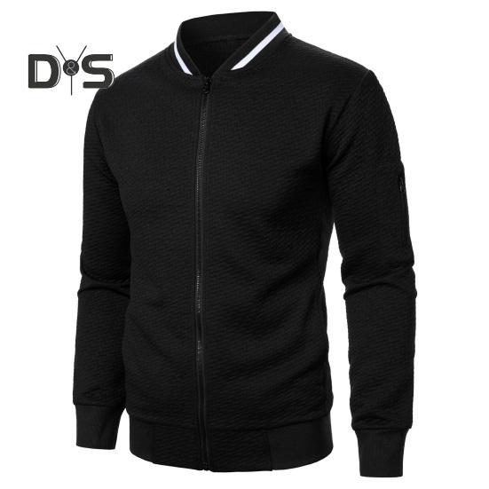 Herren Sweatshirtjacke Jacquard-Design Einfarbig Langarm Casual Top Stehkragen Lockerer Reißverschluss Outdoor Streetwear Mantel Sweatshirts