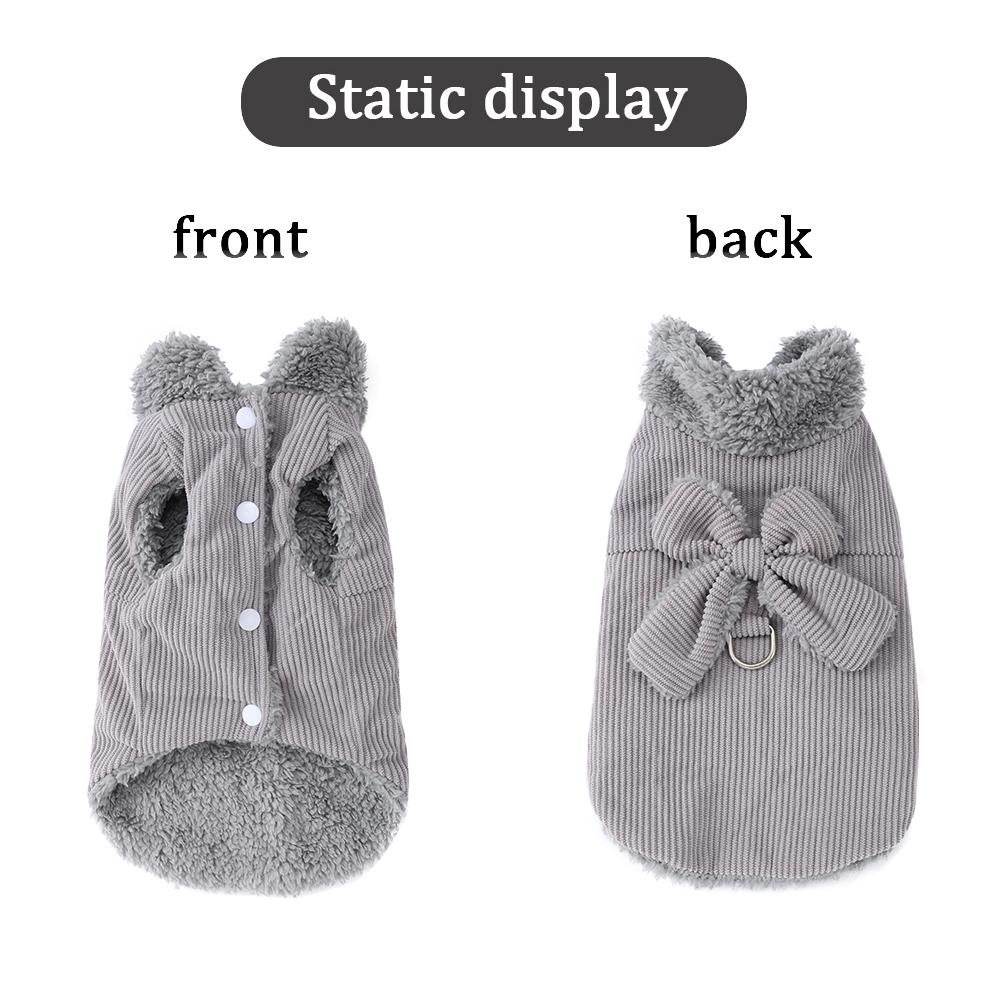 Warm Puppy Costume Cute Winter Thicken Fleece Pet Clothes With D-ring Bow For Small Dogs Cats French bulldog Chihuahua Outfits