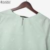 ZANZEA Kvinner Casual Rund Hals 3/4 Erme Løs Trykk Bluse