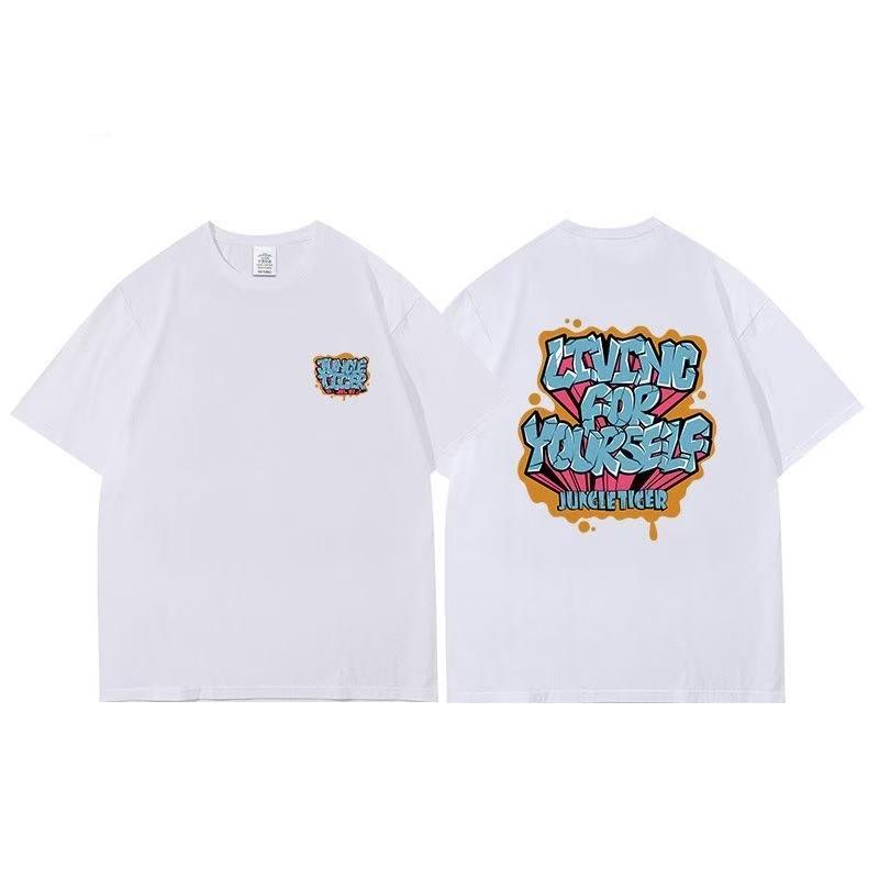 2025 Sommer und Herbst trendiges Hip-Hop-Print-T-Shirt locker und lässig kurzärmelig Herren und Damen Sportoberteil