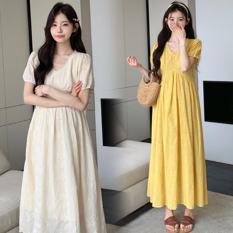 V-Neck Embroidered Slimming Maternity Dress for Summer 2026 2XL