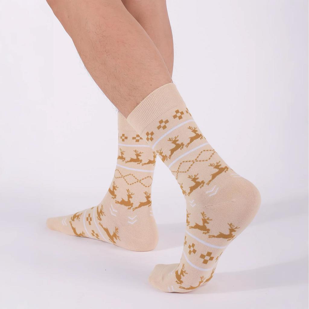 Adult Christmas Christmas Tree Snowflake Wave Pattern Ethnic Style Warm Absorbent Odor-Resistant Mid-Calf Socks