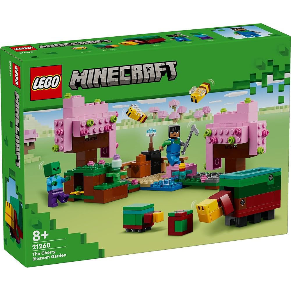 LEGO Minecraft Sakura Garden Building Set 21260 for Kids Age 8-10, Creative Toy Blocks for Boys and Girls