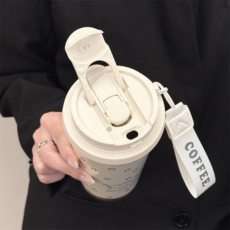 500ML Thermosflasche Kaffeetasse Auto Auslaufsicher Reise Thermobecher Vakuumflasche Edelstahl Thermos-Wasserflasche Isolierte Tassen