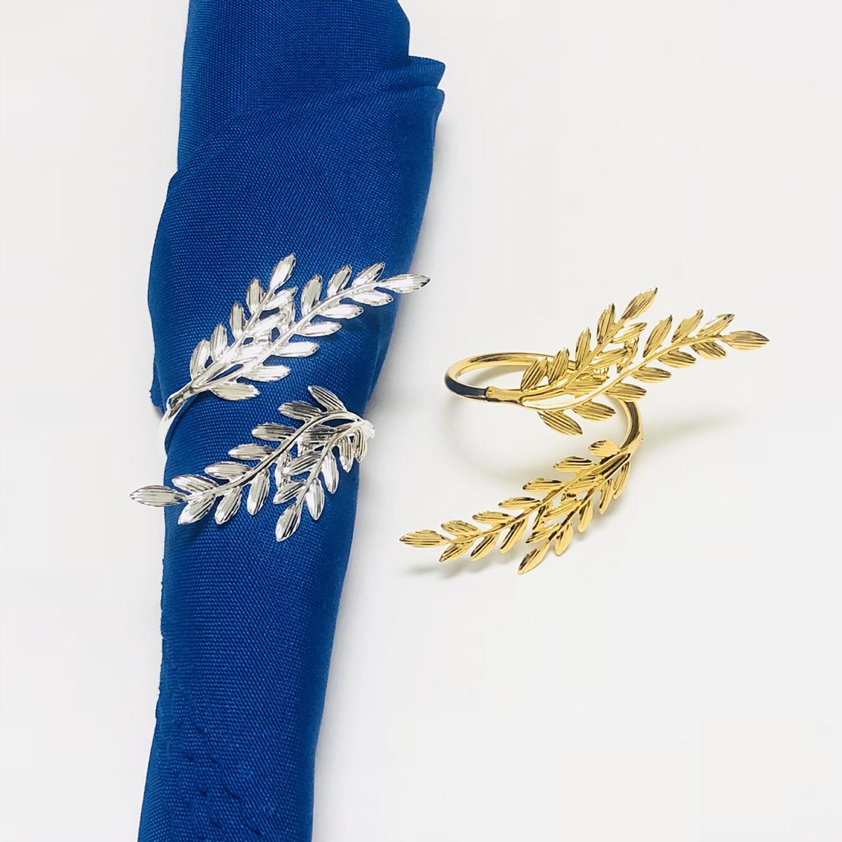 

4pcs Restaurant Harvest Festival Golden Wheat Napkin Ring Thanksgiving Napkin Buckle Metal Napkin Ring золотистий