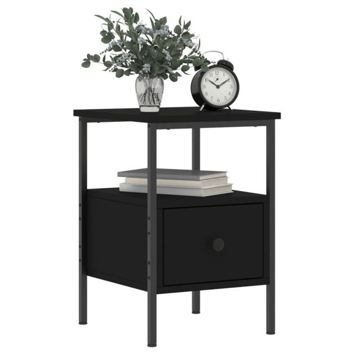 VidaXL Table de chevet noir 34x36x50 cm bois d’ingénierie 826043