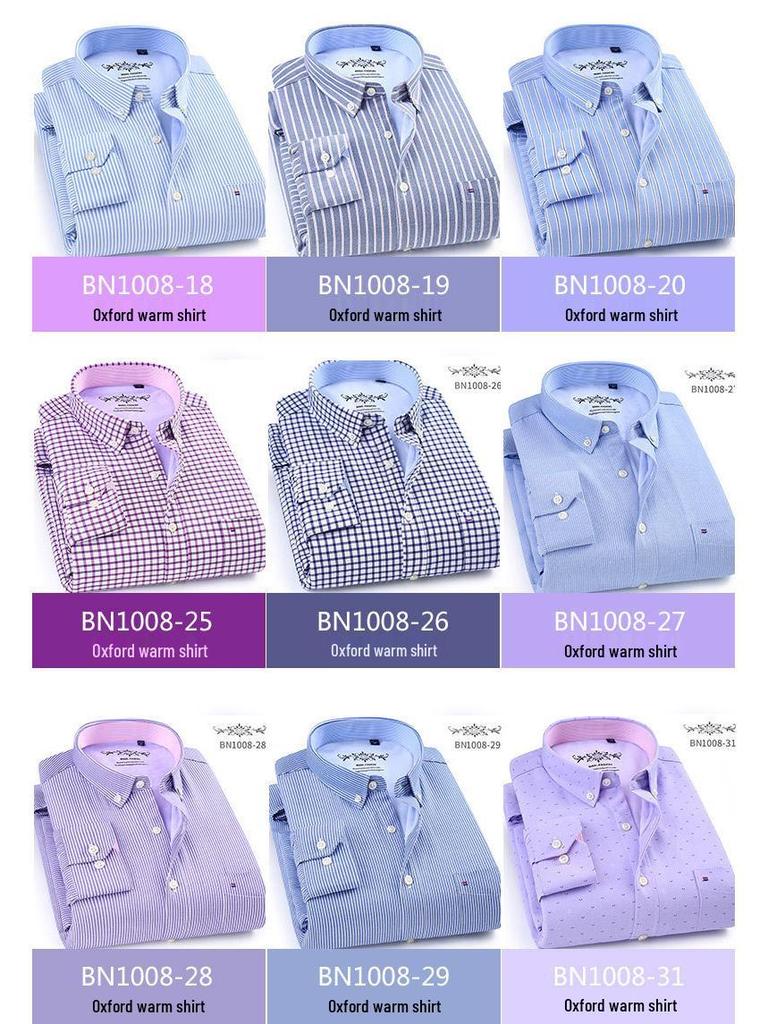 Męska Gruba Koszula Oxford z Długim Rękawem z Podszewką z Polaru - Ciepła i Dostępna