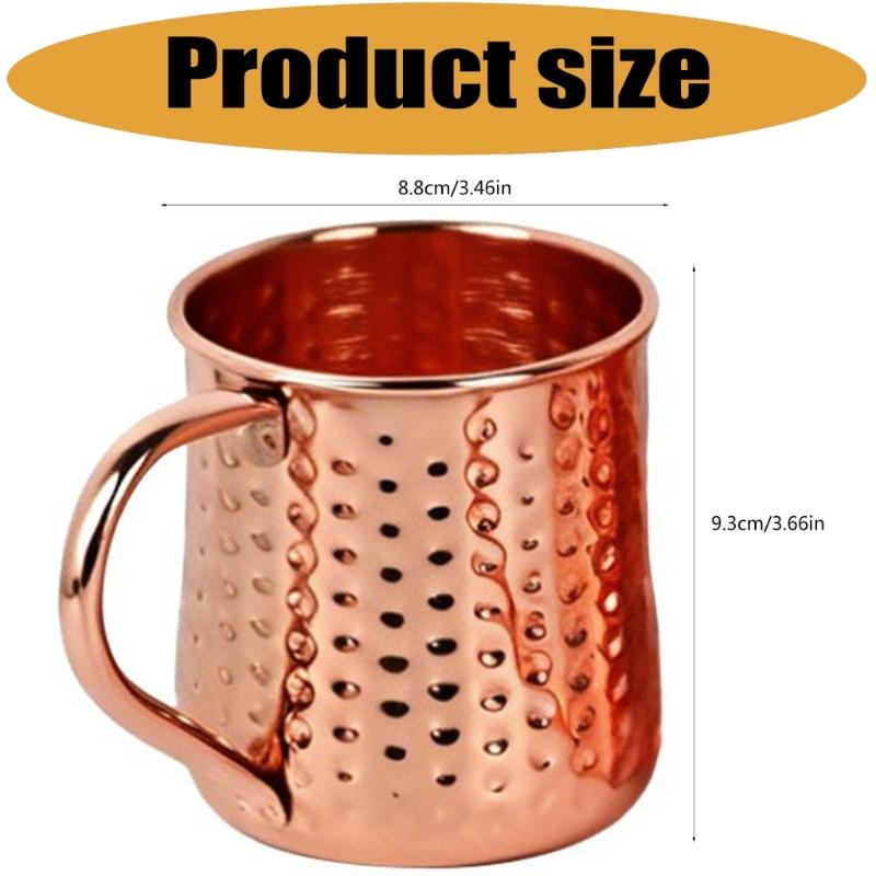 Copper Cocktails Mug with Textured Metallic Finish, Hammered Moscow Mules Cup for Home Dining, Kitchen Bar, Parties, Camping, and Picnics