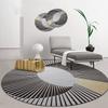 Round Household Carpet Black Geometric Pattern Mat Living Room Dressing Room Bedside Sofa Border Sliding Rug Home Decoration