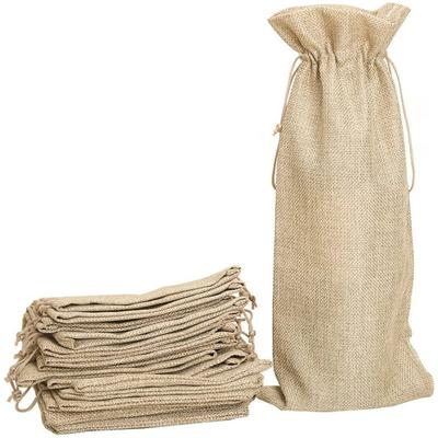 Wine Linen Wine Bag Gift Bundle Pocket 12 Tag Drawstring Wine Bottle Bag Blind Tasting Bag Set