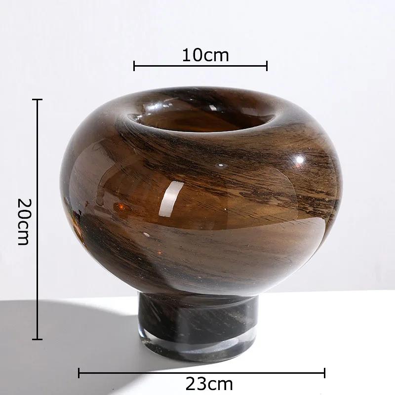 Gradient Color Circle Glass Vase Table Decoration Flower Arrangement Creative Mushroom Shaped Flowers Vases Room Aesthetic Decor