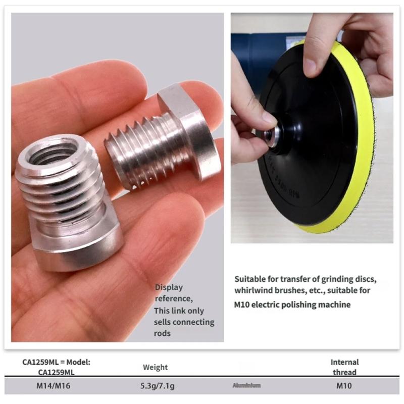 Aluminum Angles Grinder Thread Adapter M10 To M14 / M16 Conversion Screw For Power Tool Accessories