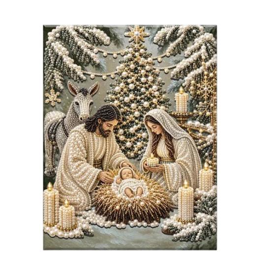 Handgefertigte Religiöse Bastelarbeiten Krippe Perlmutt-Kunst-Set, Heilige Familie Malerei DIY Künstlerische Projekte für Anfänger 3D Bastelset Erwachsene, Weihnachten Zuhause