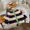 Spring and Autumn Children's Sweater Striped Cardigan Baby Color-Blocking Autumn Style