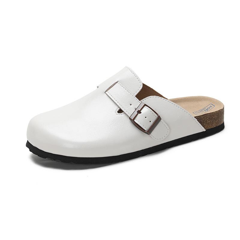 Size 35-40 Full Leather Cork Bottom Baotou Half Slippers Boken One Pedal