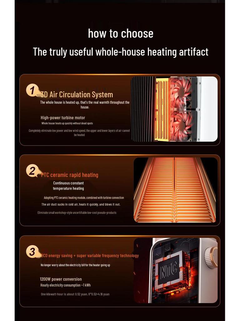 Mr. Cross-Border 2000W High Power Large Household PTC Electric Heater