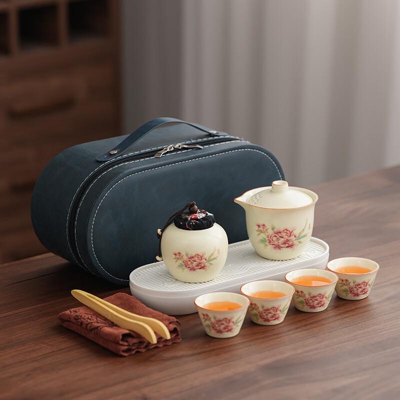 Ru Kiln Prosperous Peony Ceramic Tea Set