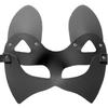 Accesorio Disfraz de Gato de Cuero PU Suave Hecho a Mano Misterioso Estilo Punk Gótico Negro Cosplay Cubre Cara de Gato Simple Borde Bronceado