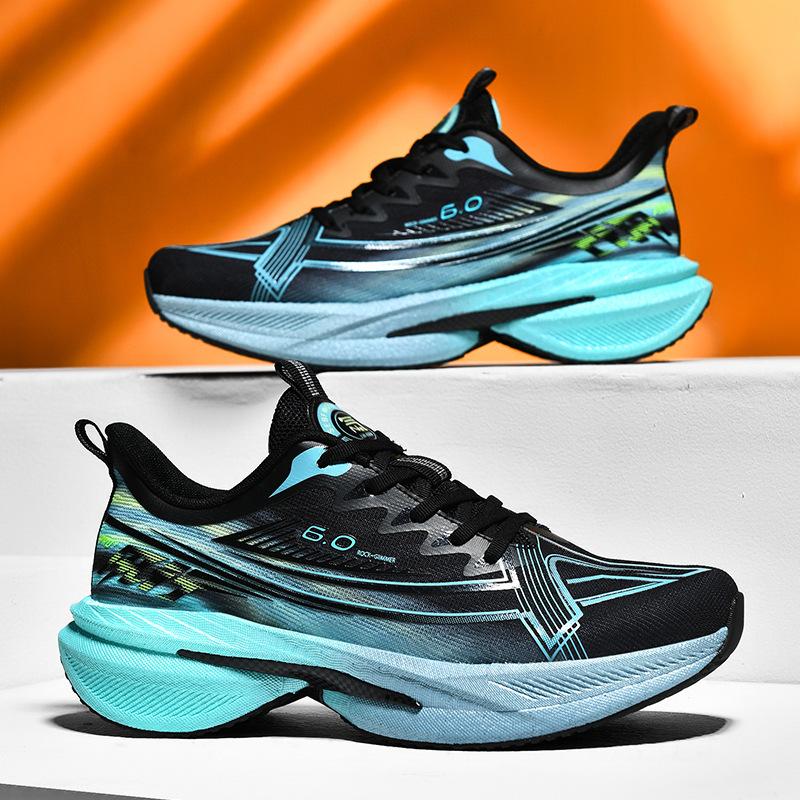 Full palm carbon board running shoes men's new breathable student professional shock absorption physical measurement sports shoes racing casual 