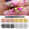 12Grids Mini Caviar Beads Nail Art Decorations Metal Gold/Silver Micro Ball Nail Charms Magnetic Pen 0.5~3mm Ball Nail Jewelry