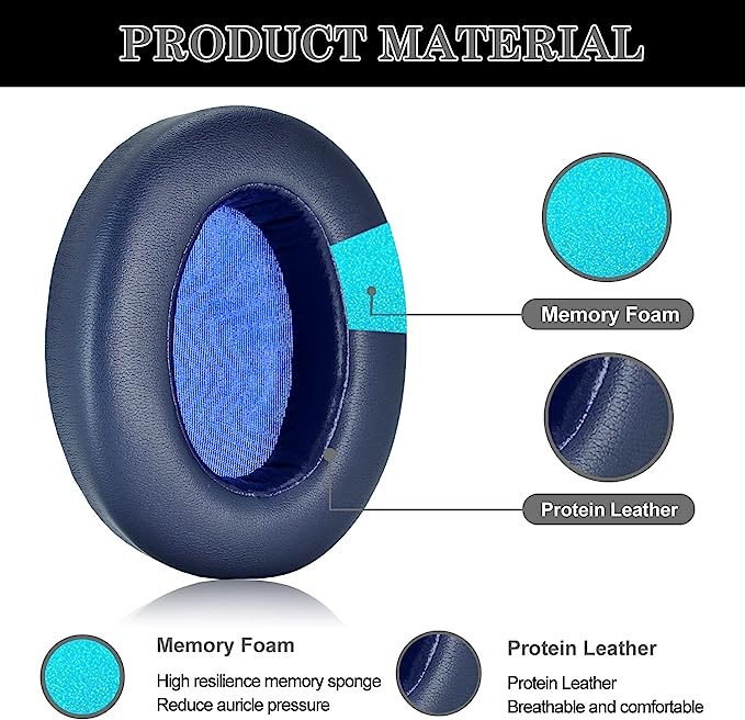 1 Pair Replacement Ear Pads for Sony WH-XB910N XB910N Headphones, Protein Leather, Memory Foam Pads with Mesh