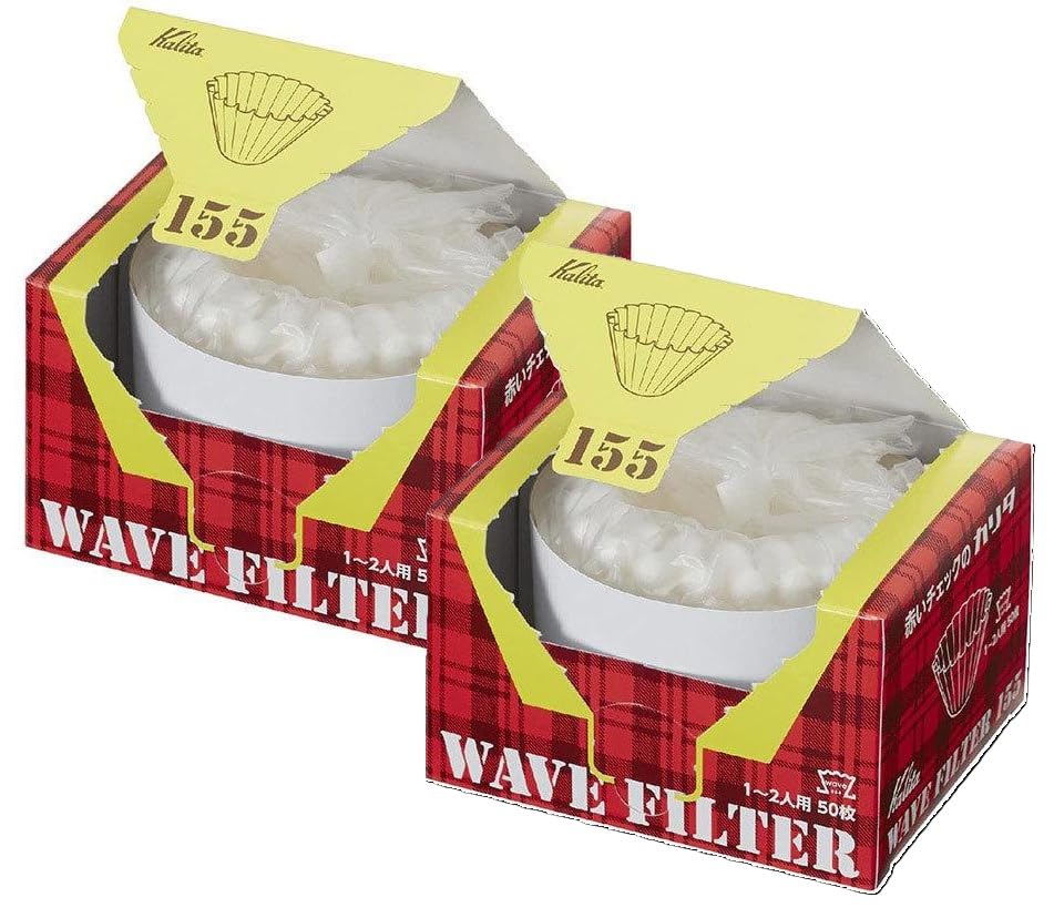 [Set of 2] KWF-155 Coffee Filters, Wave-Shaped, White, for Wave Dripper, Roshi, 1-2 Servings (50 Filters X 2 Packs)
