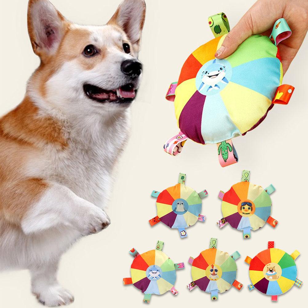 Funny Rainbow Plush Flying Saucer Dog Toysets Outdoor Interactive Training Games Chew Toy Pets Flying Discs Toys Dog Accessories