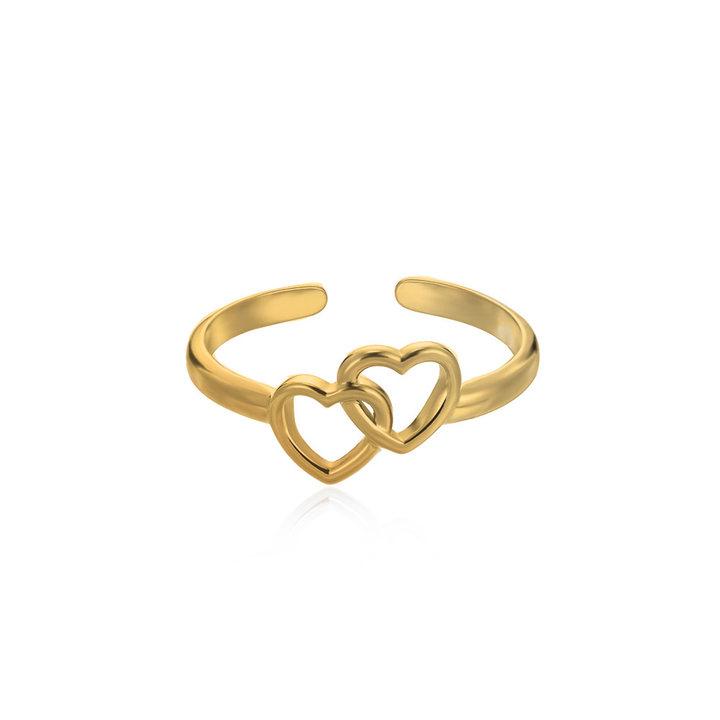 Stainless Steel Punk Irregular Wave Broad Surface Ring For Women Creative Gold Color Open Rings Waterproof Finger Jewelry Gifts