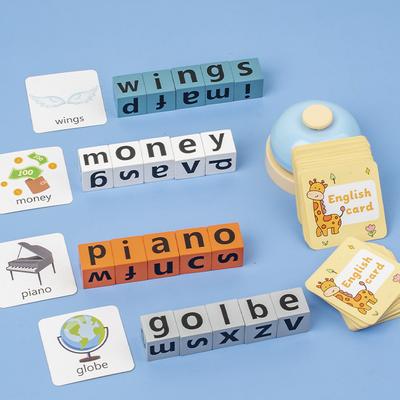Ungiftige Holz-Zauberwort-Spielzeuge Buchstaben Kognitive Herausforderung Gedächtnis Englisches Wortspiel Frühes Lernen Pädagogisches Spielzeug für Kinder