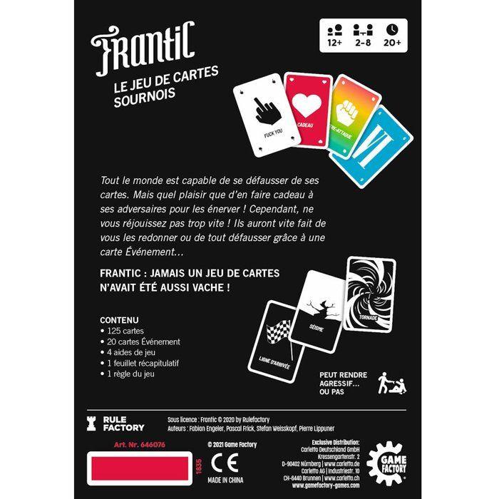 Jeu de cartes - Frantic - Multicolore - 2 joueurs ou plus - À partir de 12 ans