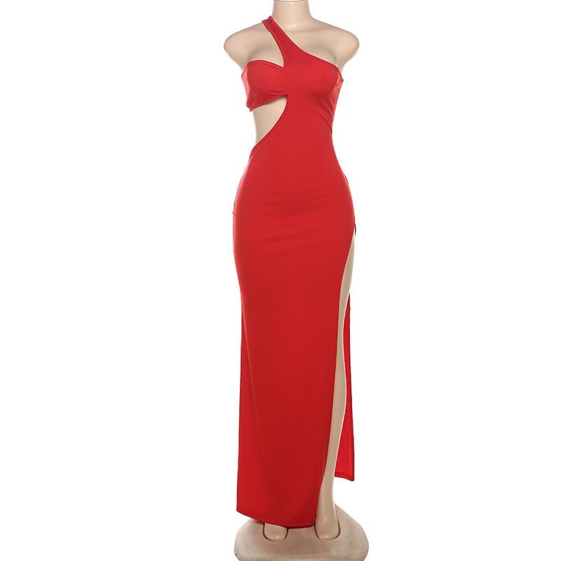 

Зимнее рождественское женское сексуальное платье Spice Girls с диагональными плечами и открытой спиной S красный