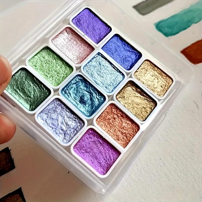 1 Box of Pearlescent Solid Watercolor Handmade Solid Paint Painting Suitable for Adult Artists for Watercolor Painting Pearlescent Watercolor Painting