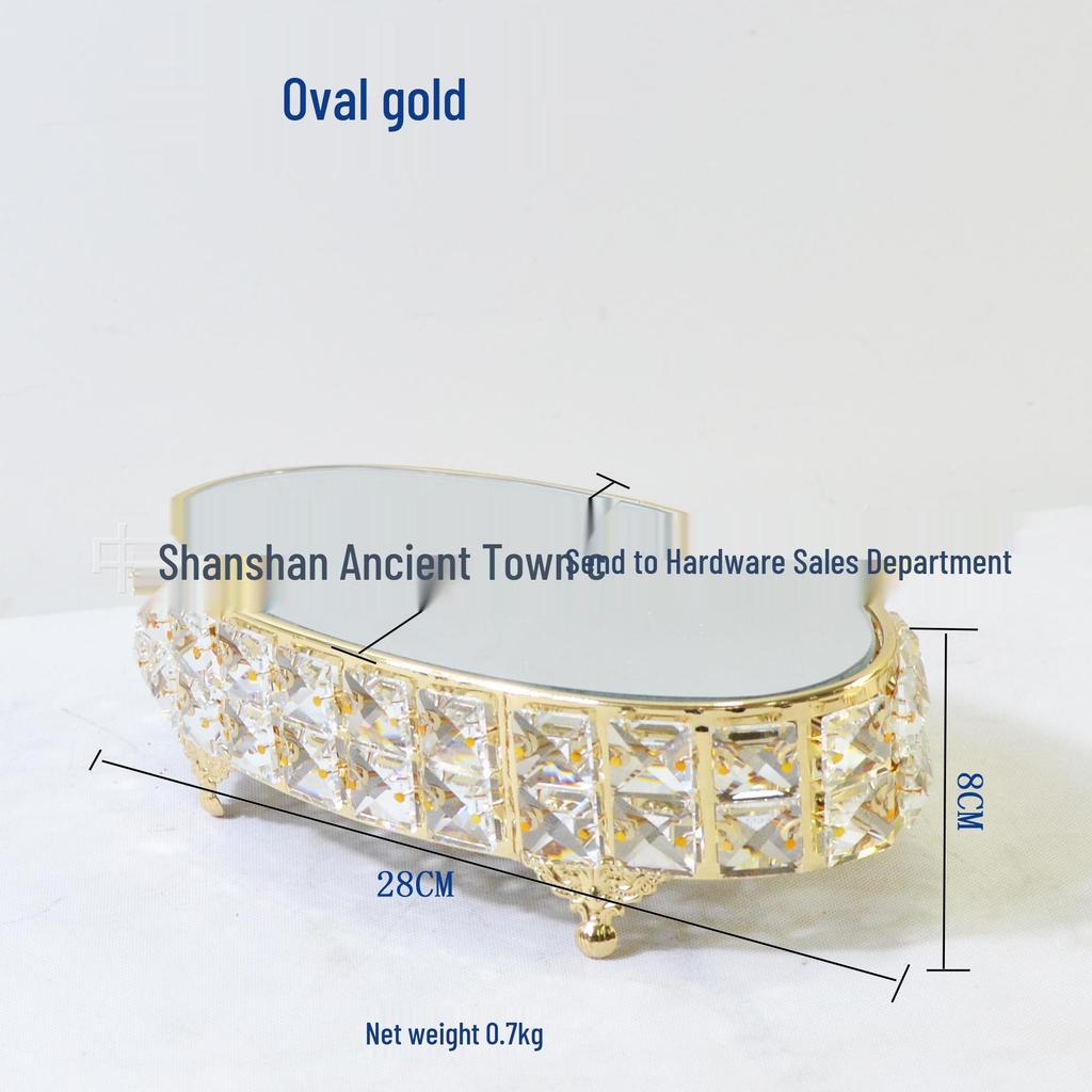Gold Crystal Cake Stand - High-Footed Square Dessert Display Table for Weddings