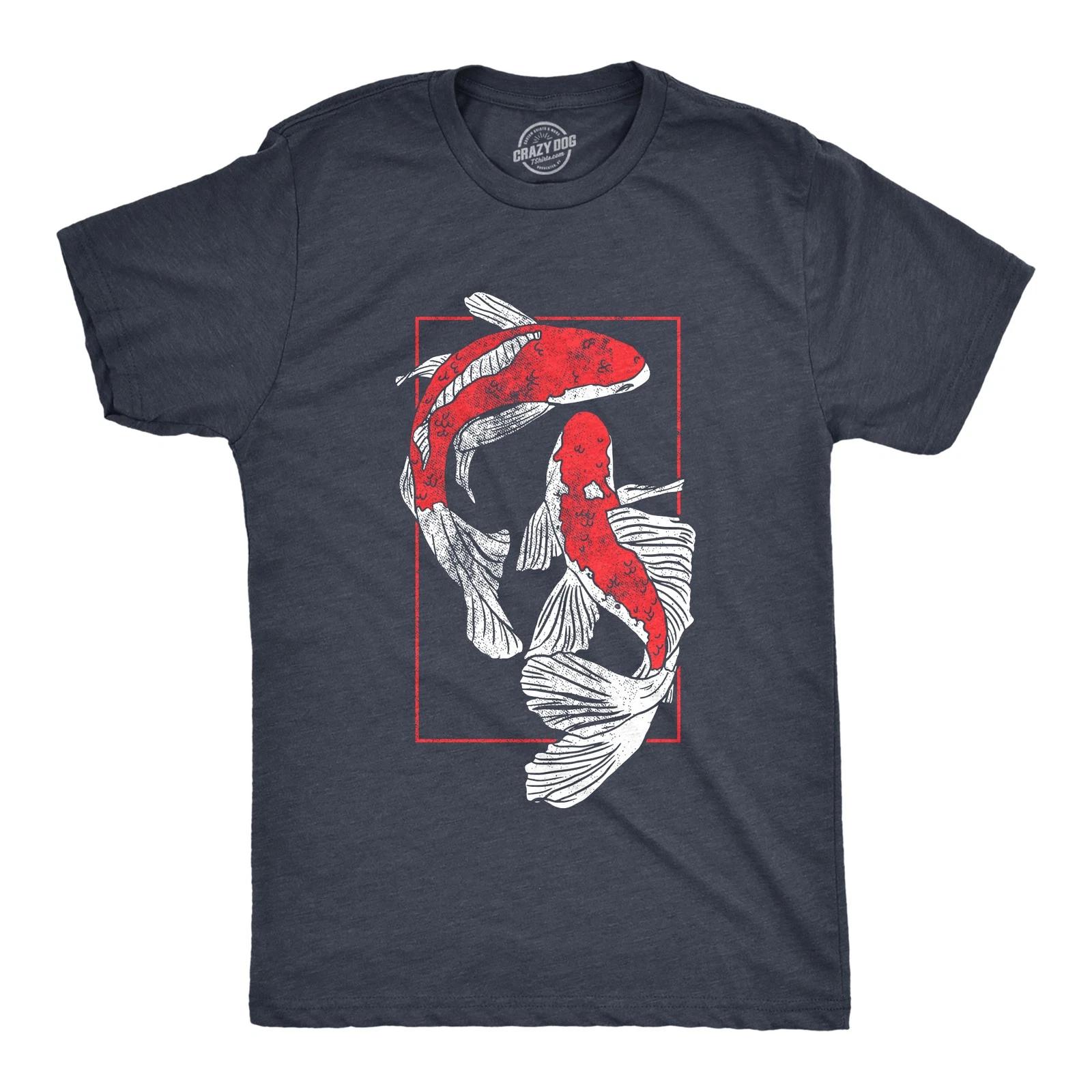 Mens Koi Fish T Shirt Funny Beautiful Peaceful Japanese Carp Pond Tee for Guys XS