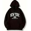NEW YORK Pattern Hooded Sweatshirt Soft Drawstring Top Long Sleeves Jogging Fleece Fall Winter Pullover Sports Casual Hoodies