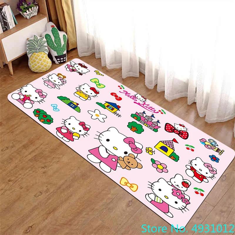 Anime Cartoon Kawaii Hello Kitty Rug Carpet Living Room Bedroom Bedside Decoration Soft Baby Kids Children Anti Slip Floor Mat