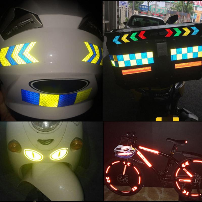10 Piezas/Set Cinta Reflectante de Señal de Flecha Adhesivo de Seguridad de Advertencia Para Parachoques de Coche Maletero Reflector Cinta de Peligro Accesorios para Motocicleta