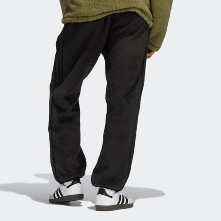 Adidas Originals Clover Plush Warm Drawstring Fleece-Lined Track Pants Men Bottoms Black H31298