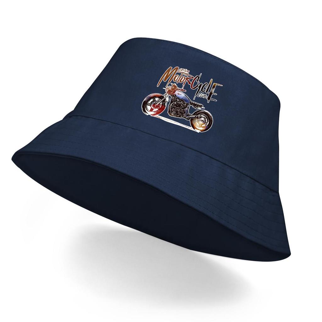 Bucket Hat With Handsome Motorcycle Print , Sun Hat Solid Color Fashion Sun Protection Beach Cap