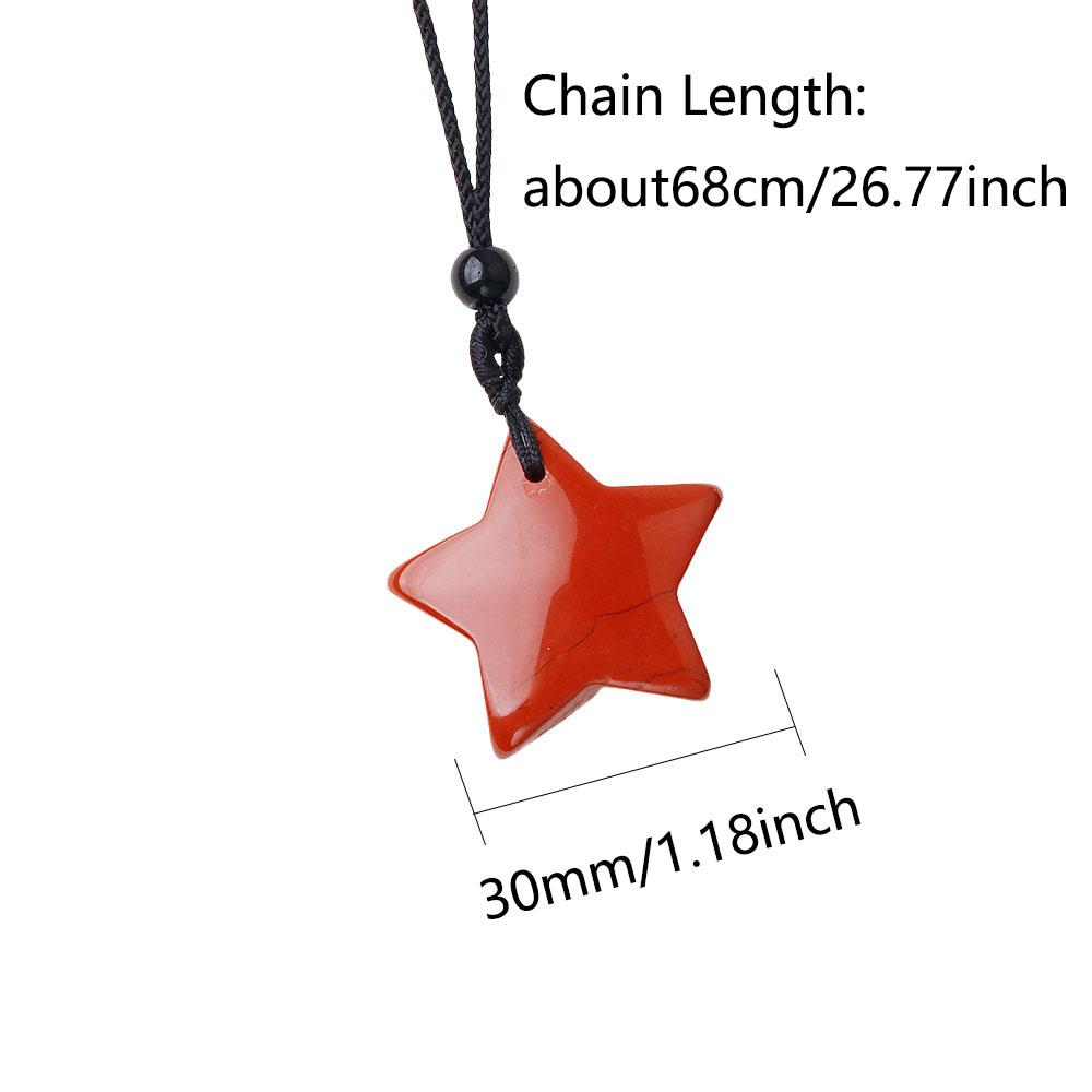 1PC Natural Stone Star Shape Pendant Black Agate Tiger Eye Christmas Pendant Necklace Women Holiday Party Gifts