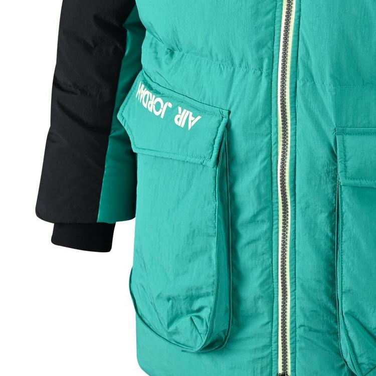 Jordan Spliced Design Hooded Down Jacket With Storage Pockets Men Outerwear Aqua DZ4552-011