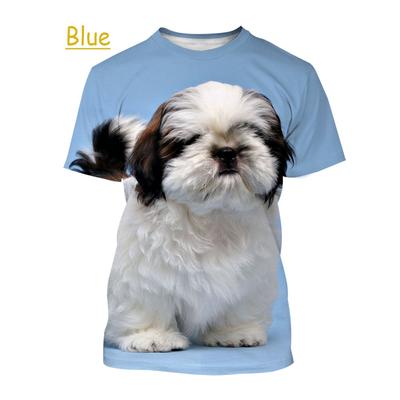 Men's  Casual Loose T-shirt Cute Animal Dog Shih Tzu 3 Print T-shirt Breathable Soft and Comfortable T-shirt